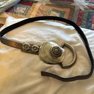 Beautiful Abalone Belt with adjustable Velcro for sizing.